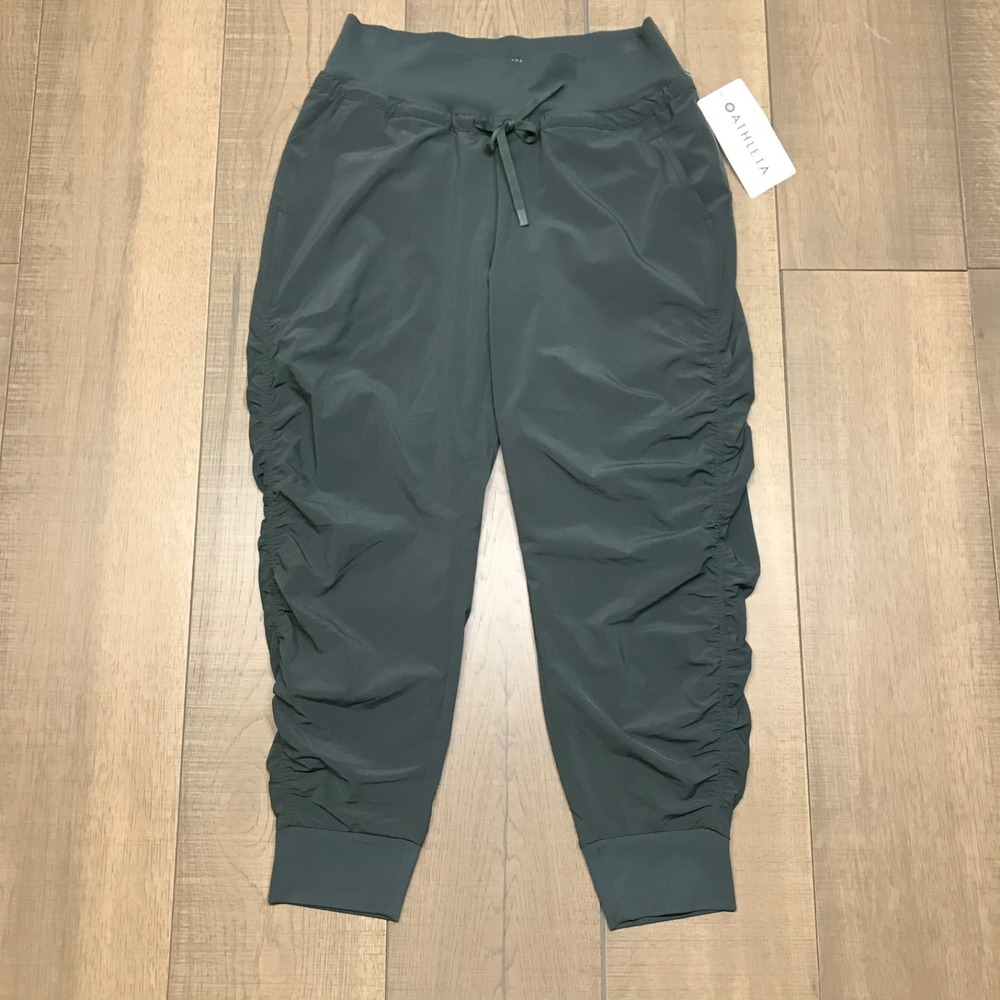 Athleta Jogger Pants Womens Size 4P Green Attitude Lined Relaxed Stretch Gym Run